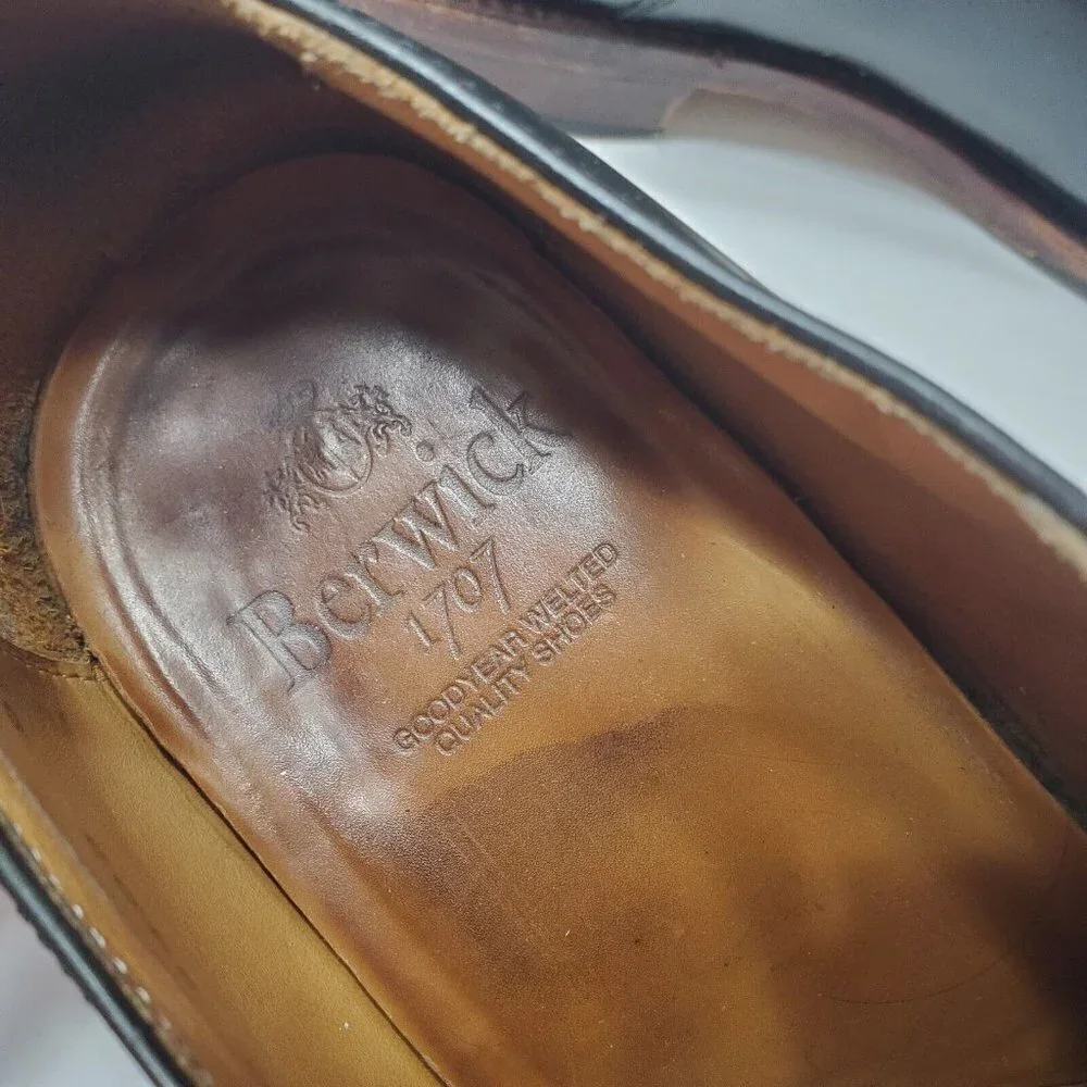 Berwick 1707 Split Toe Derby Dress Shoe Mens 9.5‎ Black Leather Goodyear Welted